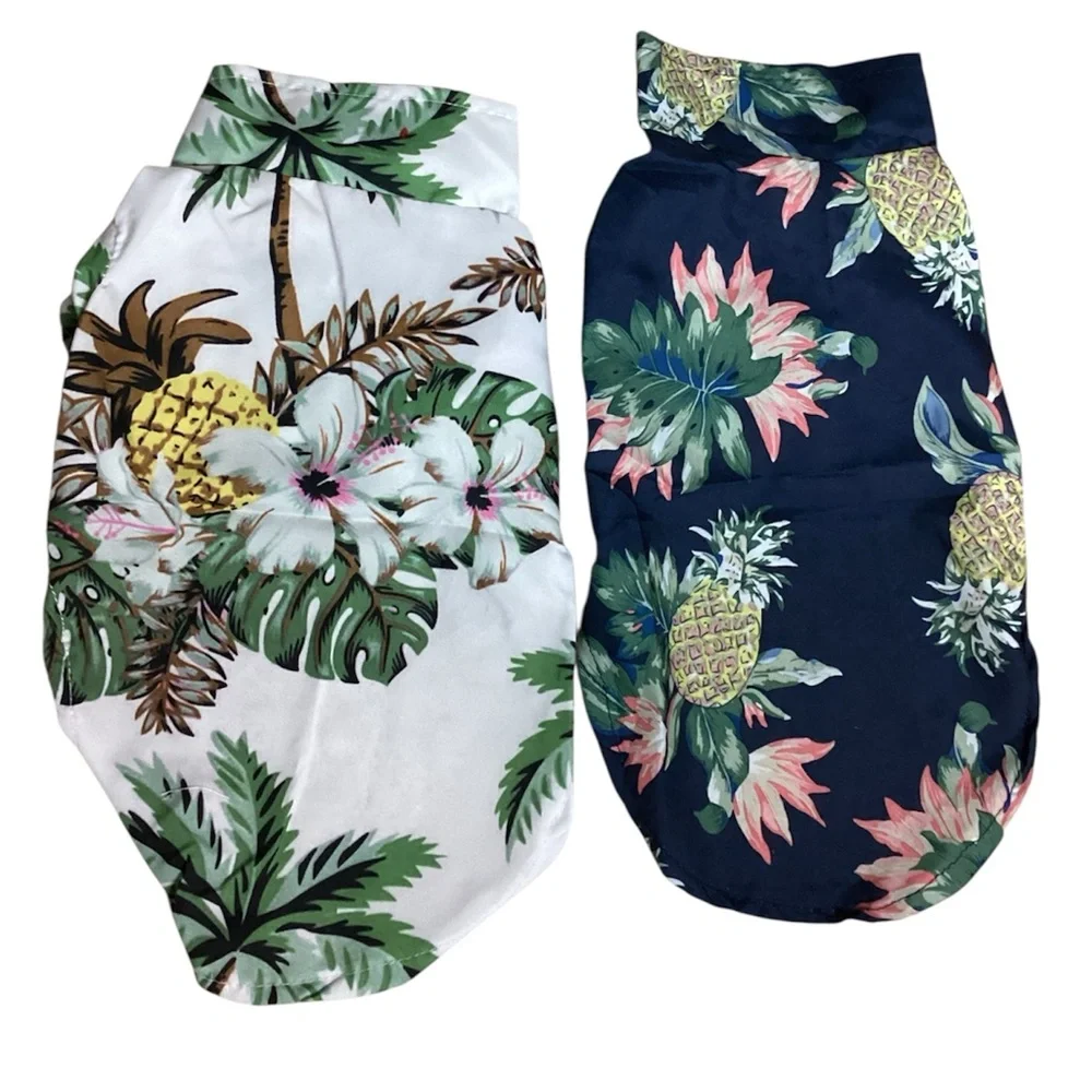 Tropical Vibes Cat Shirt Duo - White and Navy